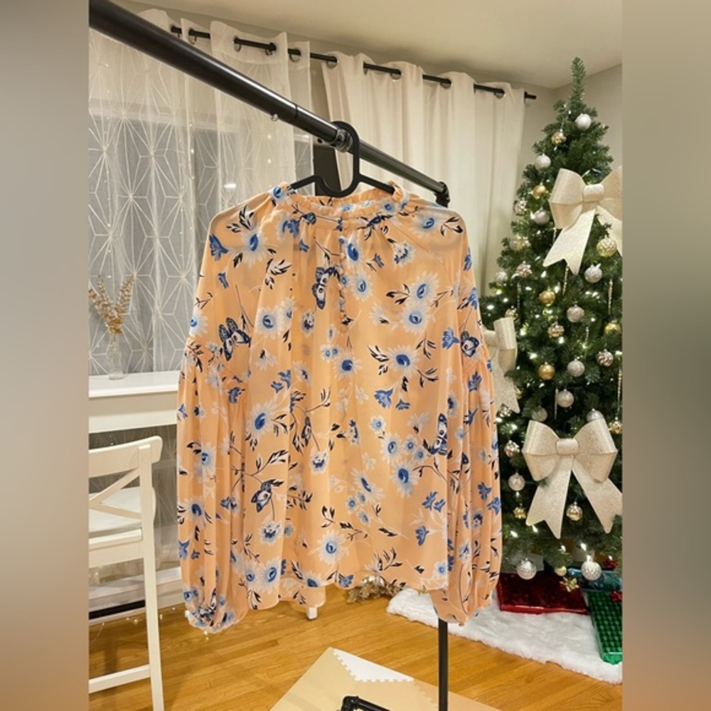 Ann Taylor Spring Blossom Delight: Floral Peach Blouse